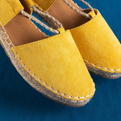 Yellow women's tied espadrilles Lasoria - Footwear