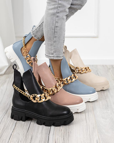 Blue women's boots with chain Tenkay - Footwear