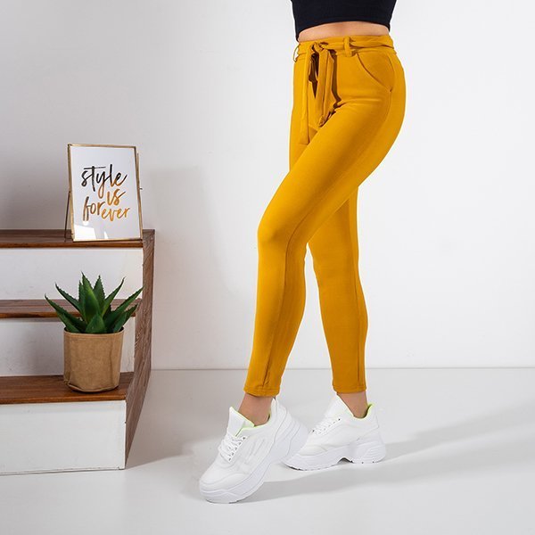 Sinepju sieviešu auduma bikses ar sasietu jostu - Apģērbs