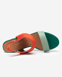 Colorful women's sandals on a post Dominco- Footwear