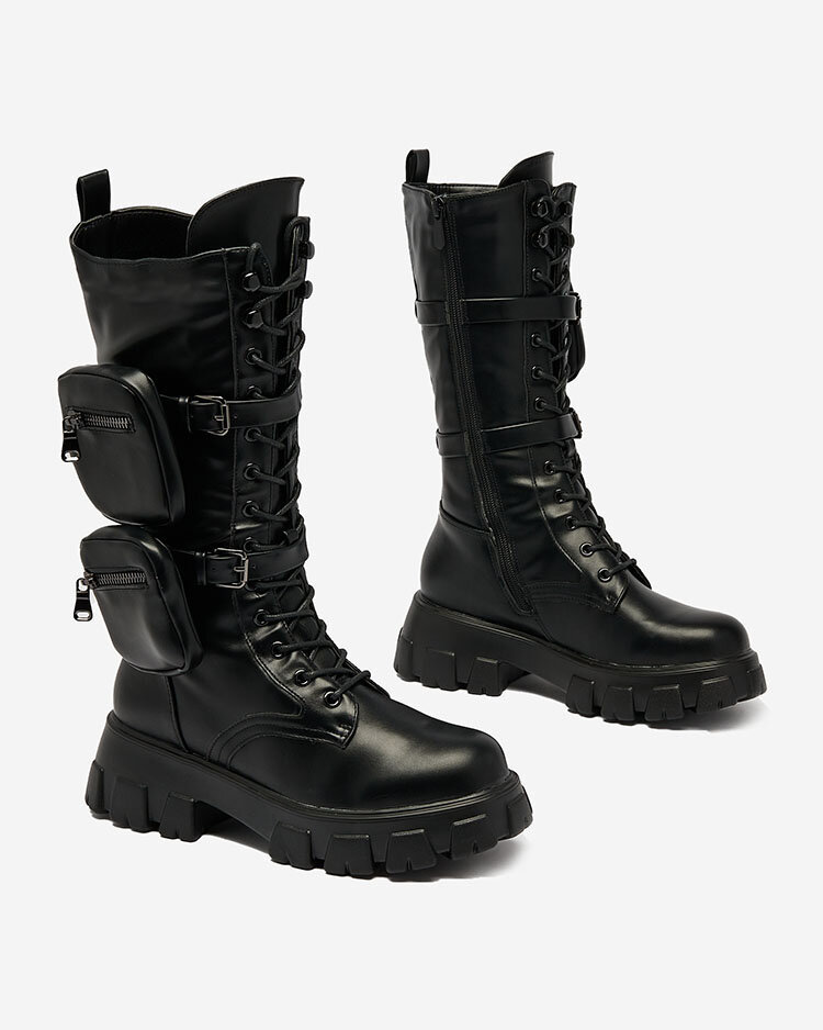 Royalfashion Melni sieviešu bagger zābaki ar Atiuha somiņu