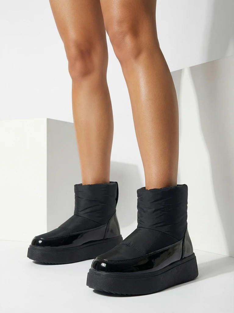 Royalfashion Melni Maderta slip-on sieviešu sniega zābaki