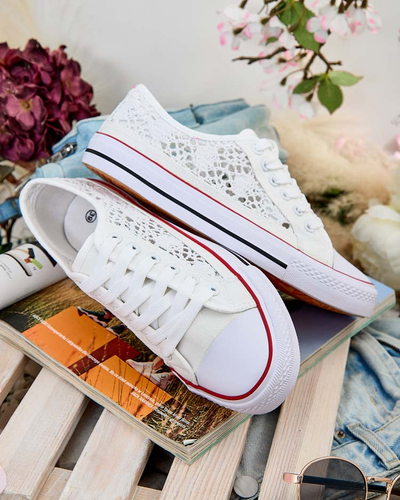 Aurelia Bianco - Royalfashion white fabric perforated sneakers, size 40