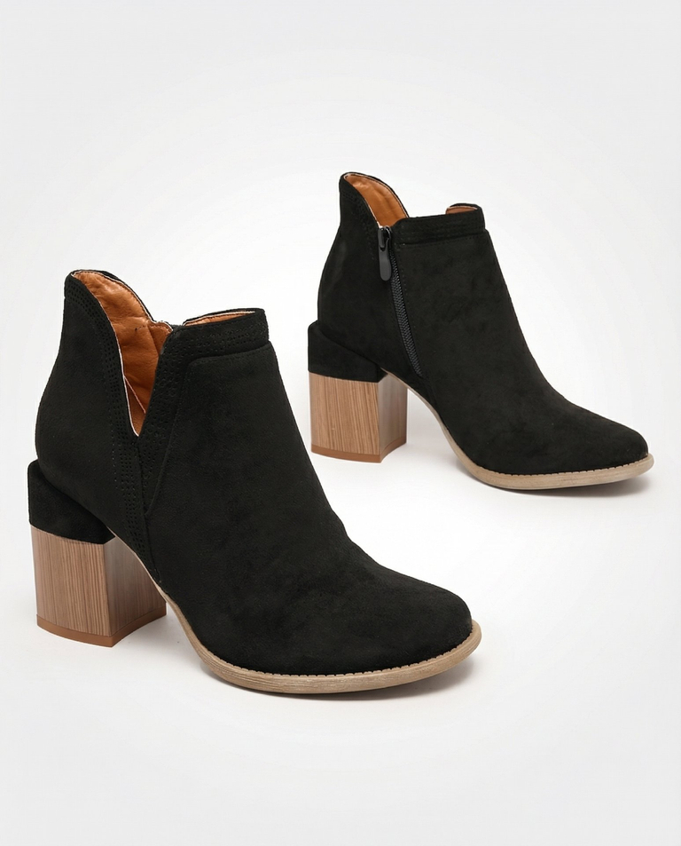 Royalfashion Black Lemere square heeled boots