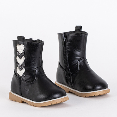 Black girls boots with a decorative upper Nokimi - Footwear