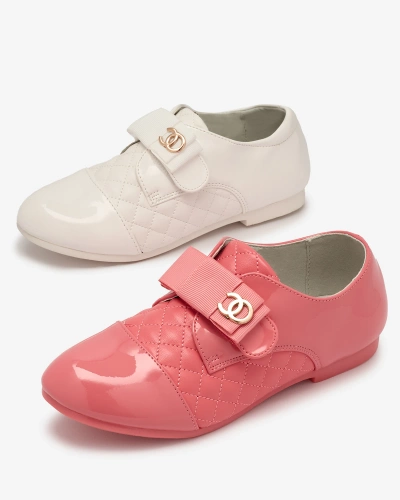 Girls' quilted eco leather half shoes in white Werme- Footwear