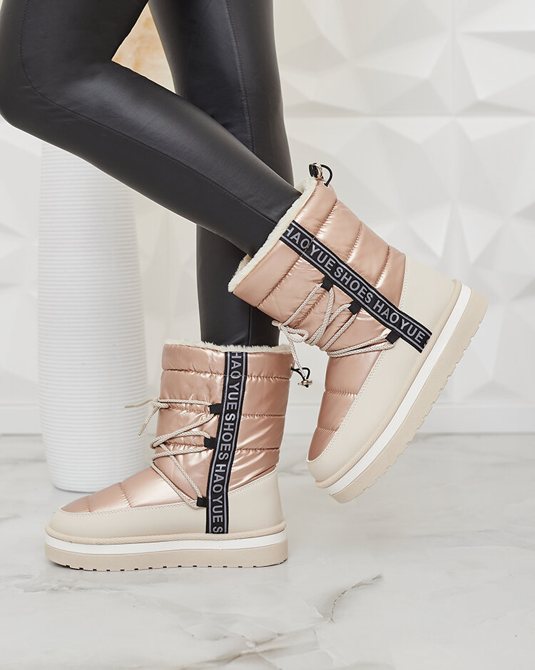 Royalfashion Pink and beige Gepanden women's snow boots