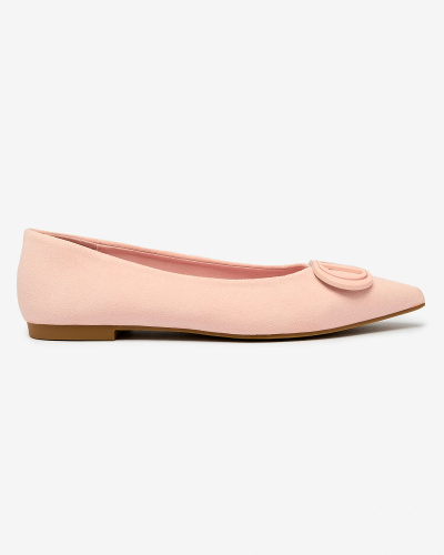 Royalfashion Bright pink women's pointed-toe ballerinas with embellishment on the nose Tidita