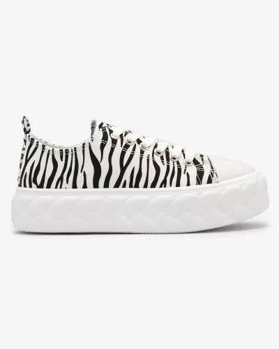Royalfashion Black and white women's platform sneakers Atredika