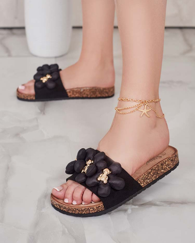 Royalfashion Sieviešu čības ar zelta lācīšiem un ziediem Isaralle