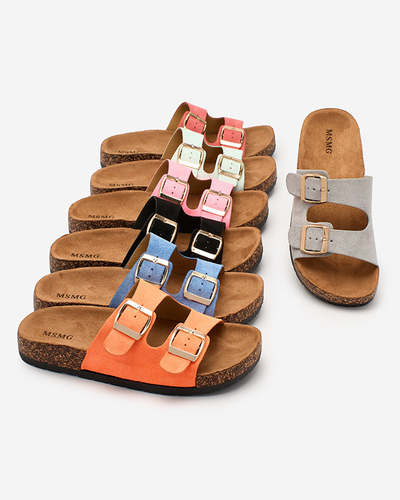 Royalfashion Синие женские шлепанцы с пряжками Foumy