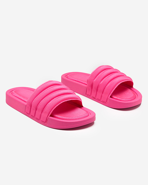 OUTLET Sieviešu fuksijas krāsas svītrainās flip-flops Lenira - Apavi