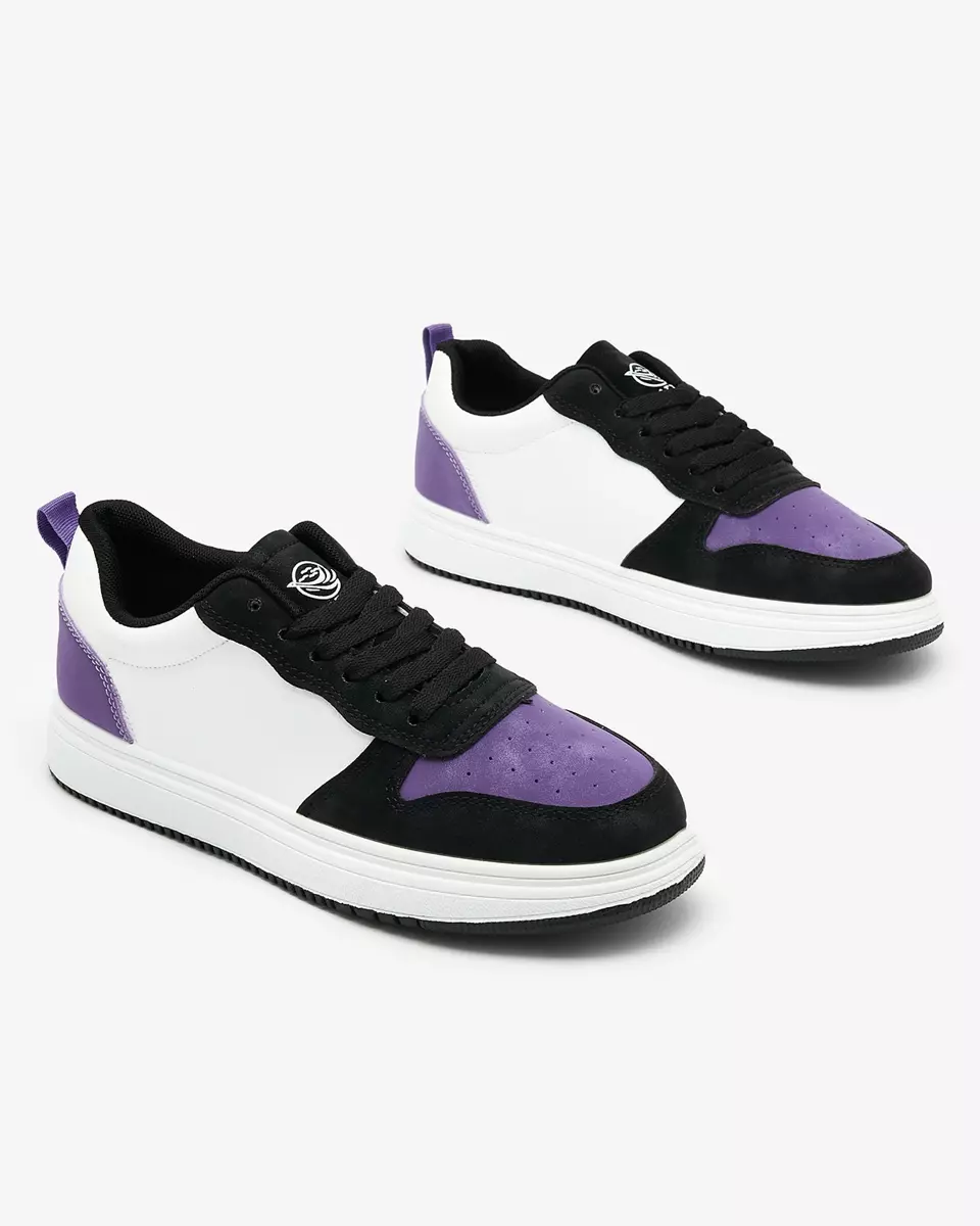 Royalfashion Melni un balti sporta apavi ar violetiem ielaidumiem Colorburst Classics