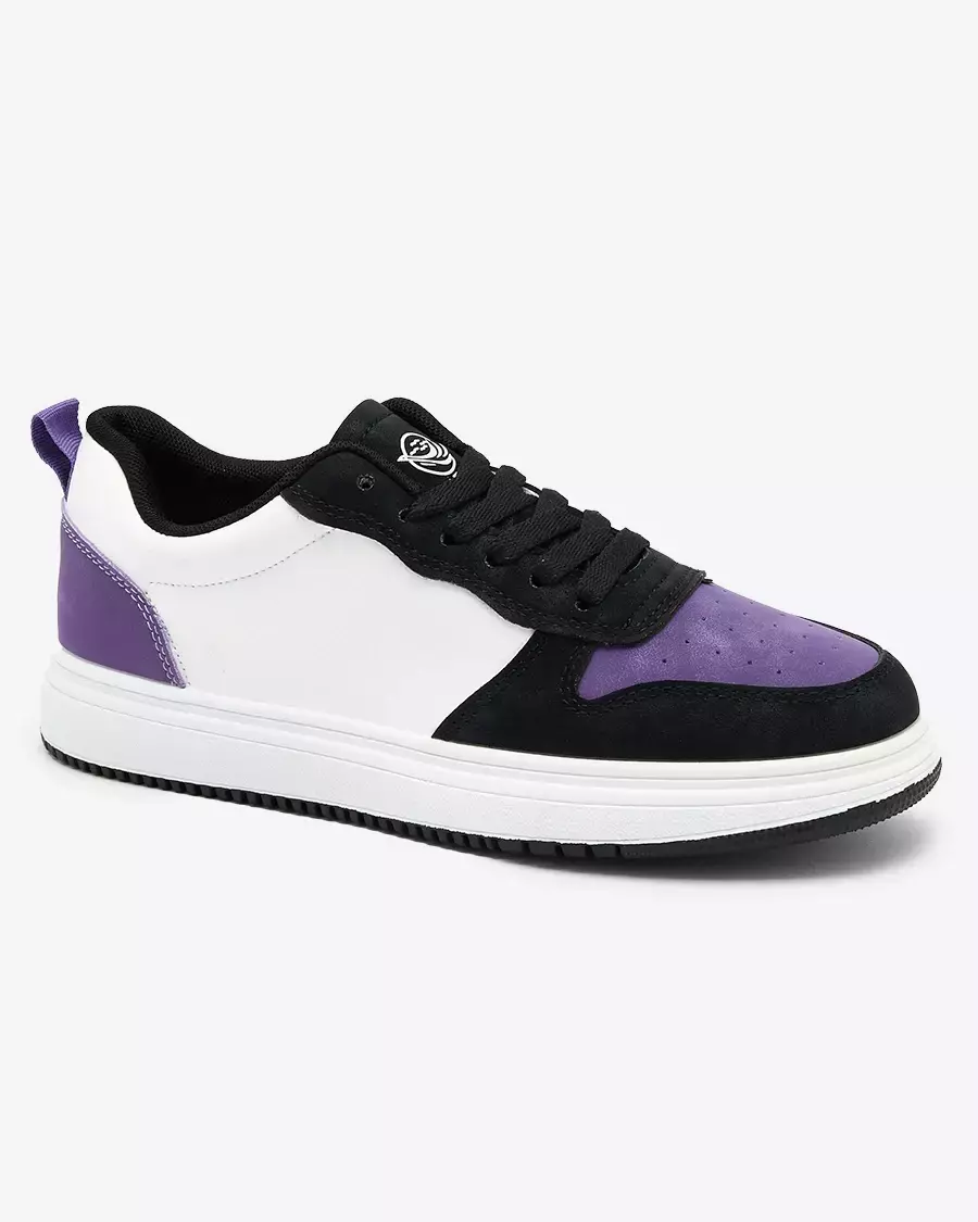 Royalfashion Melni un balti sporta apavi ar violetiem ielaidumiem Colorburst Classics