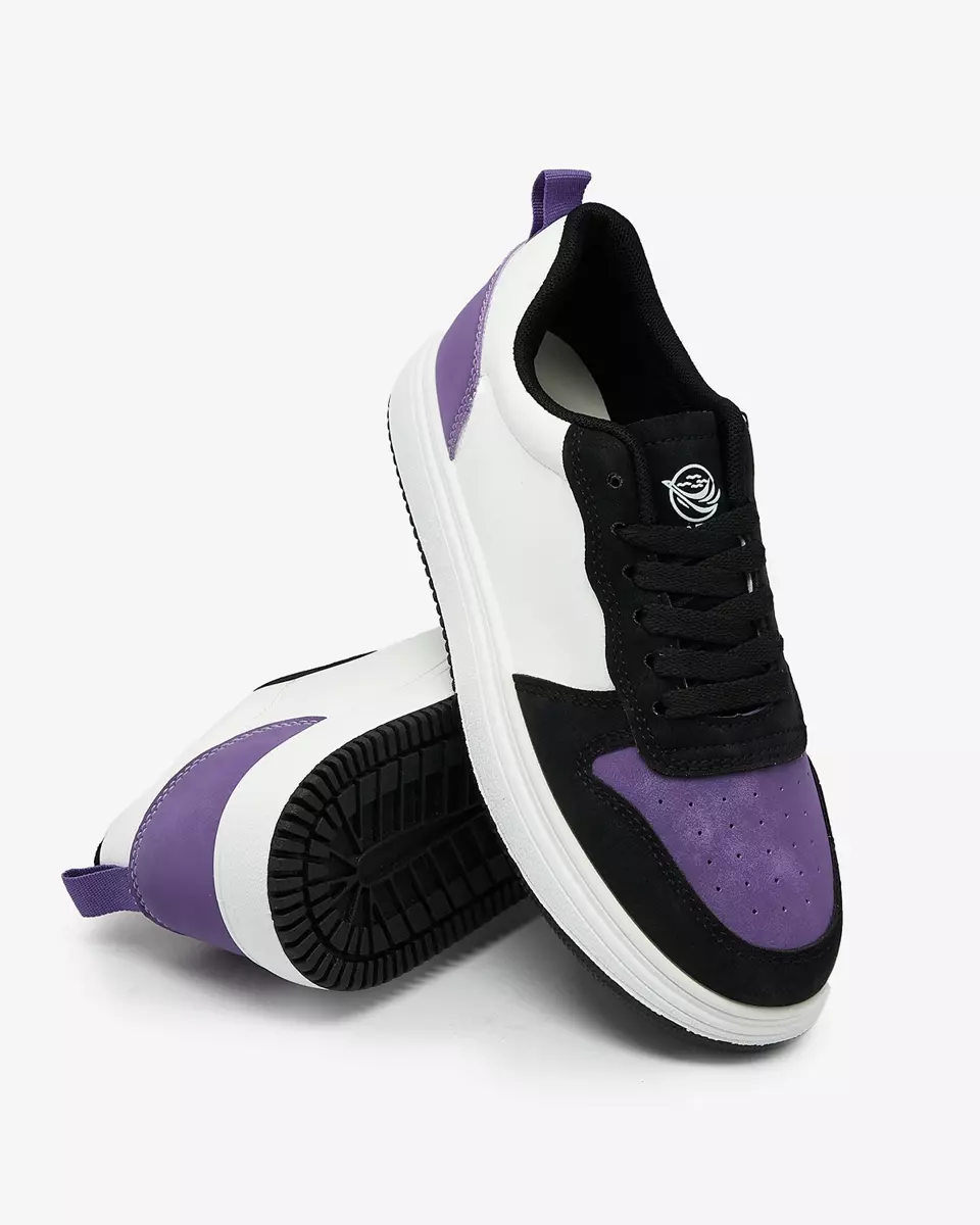 Royalfashion Melni un balti sporta apavi ar violetiem ielaidumiem Colorburst Classics