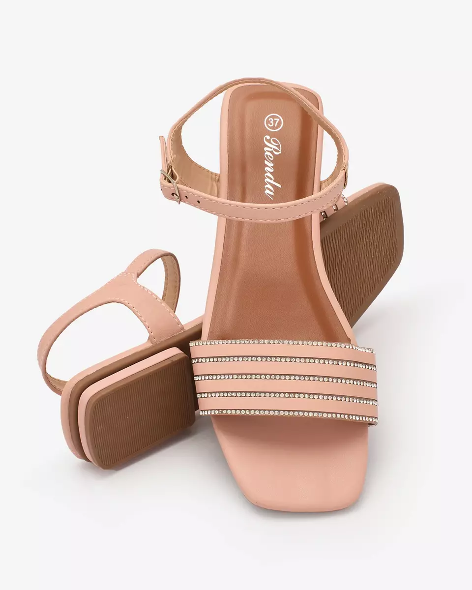 Royalfashion Rozā sieviešu plakanās sandales ar cirkoniem Lubrus