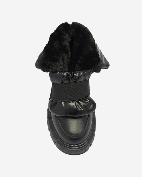 Sieviešu sniega zābaki ar plakanu zoli melnā krāsā Ferory- Footwear