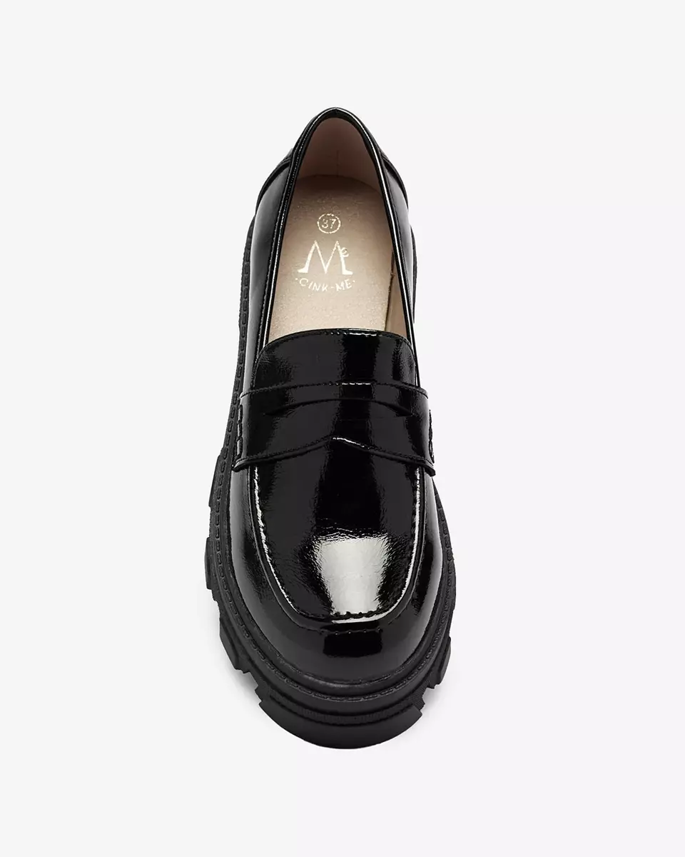 Лакированные мокасины на сплошной подошве черного цвета Desila - Обувь