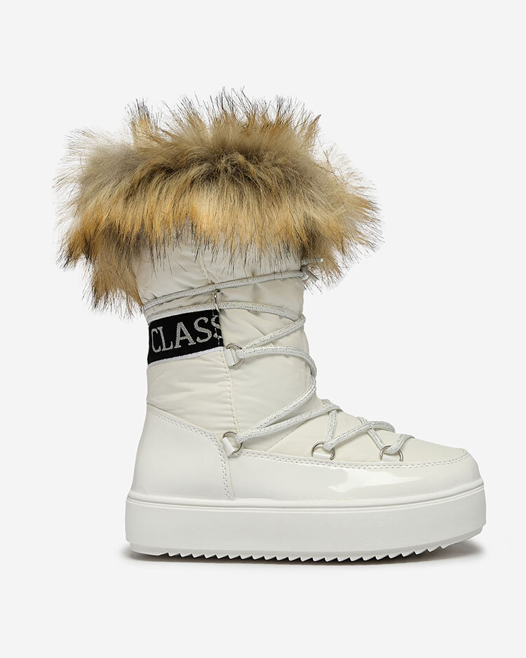 Royalfashion Детские ботинки-слипы a'la snow boots with fur in white Asika