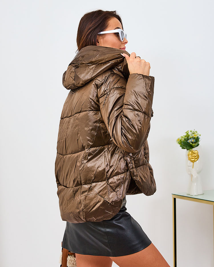 Royalfashion Женская короткая куртка коричневого цвета