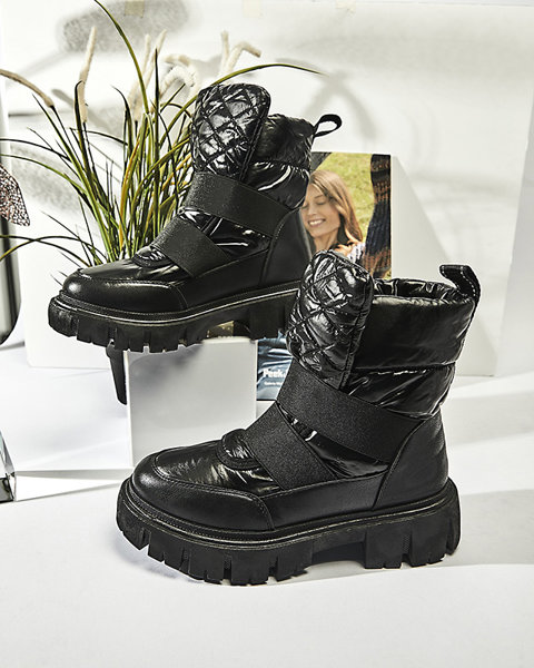 Женские сноубутсы на плоской подошве черного цвета Ferory- Footwear
