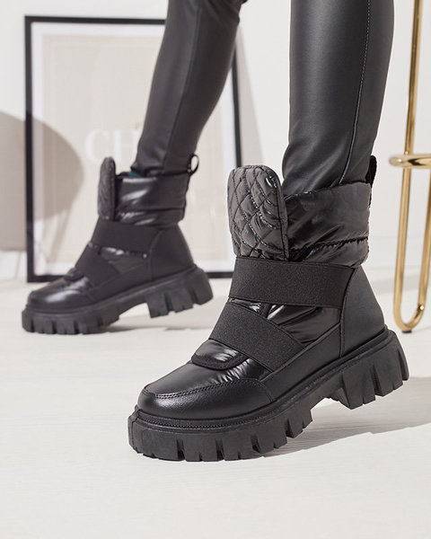 Женские сноубутсы на плоской подошве черного цвета Ferory- Footwear